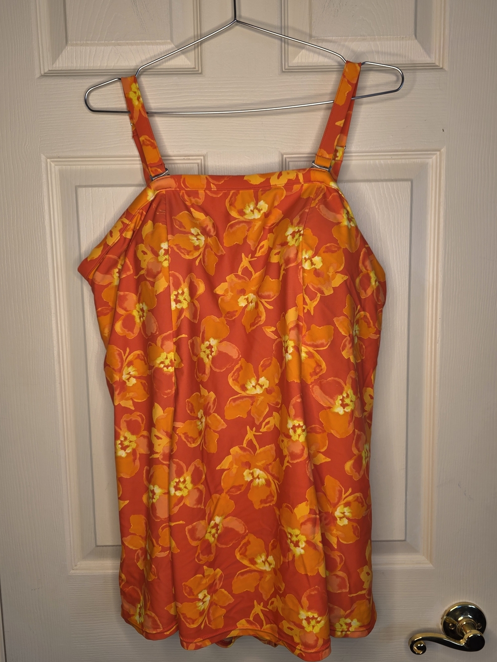 Roaman's Orange Floral One-Piece Swimsuit